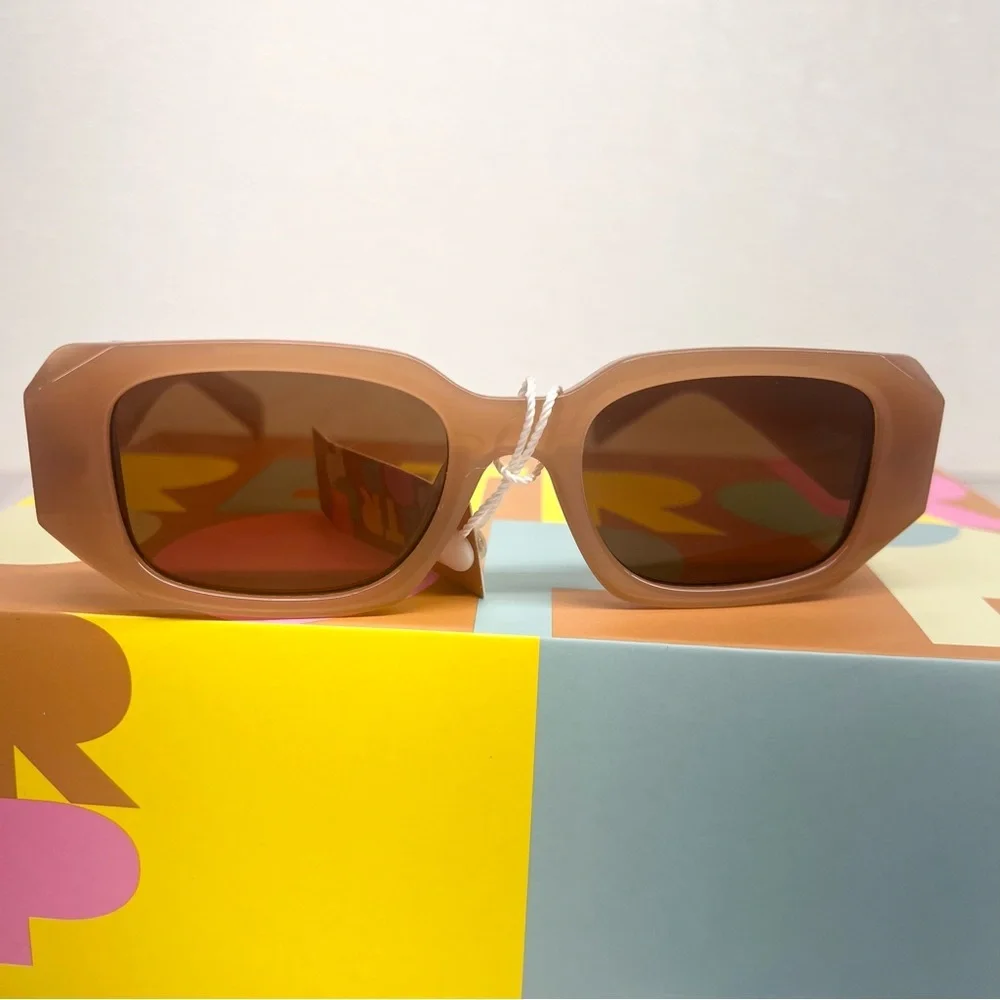Oversized Square Brown Sunglasses UV400 Retro Fashion Thick‎ Frame Women